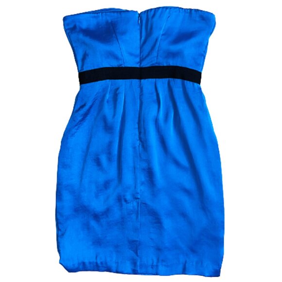 NWT Vince Camuto Strapless Blue Black Satin Dress Sz 2 Party Cocktail - Picture 3 of 9